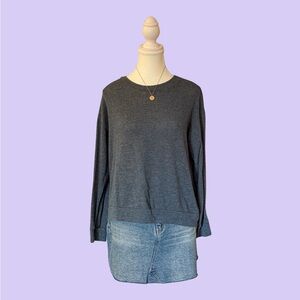 Blue Grey Long Sleeve Sweatshirt Top